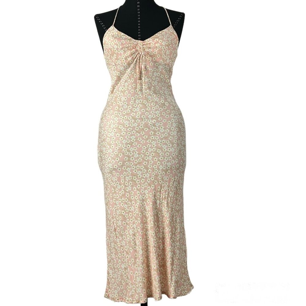 Zara Pink Floral Strappy Slip Dress, Size XS